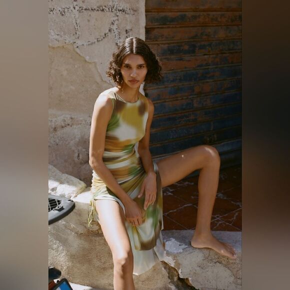 Zara Printed tulle dress green multi - Picture 13 of 15